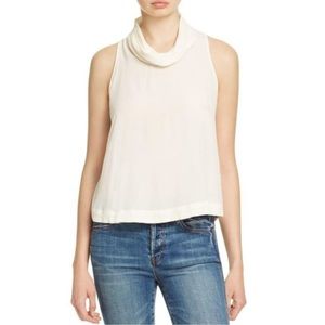FREE PEOPLE Womens Ivory Cowl Neck Sleeveless Casual Top
